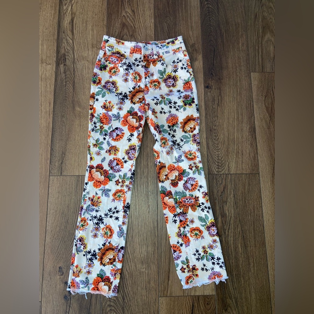 Pilcro women’s orange and whiteFloral Print Women’s Jeans size 26